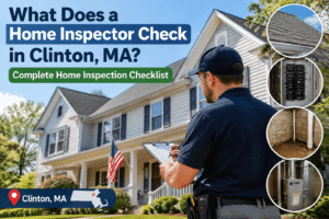 Home inspector checking a residential property in Clinton MA during a complete home inspection